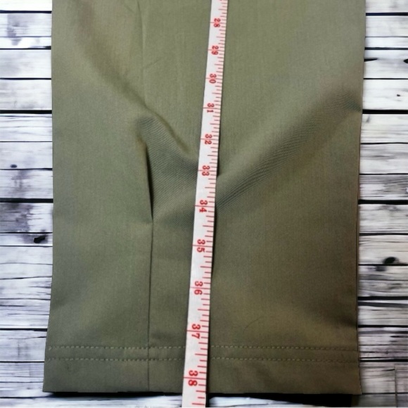 Free People Green Pleated Wide Leg Trousers, Rear Belt, Ankle Pleat, Size 2 - Picture 12 of 14